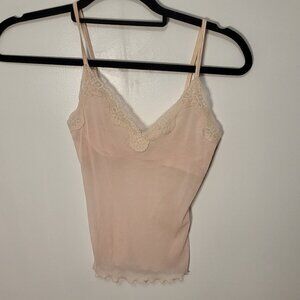 Light Pink Semi-Sheer Lace Tank (XS)